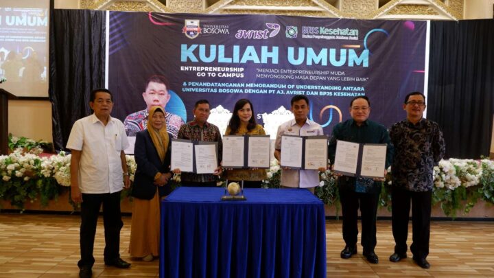 Unibos Gelar MoU Bersama PT Avris dan BPJS Kesehatan Makassar, Dirangkaikan Kuliah Umum Entrepreneurship unibos