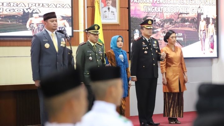 Dipimpin Bupati Adnan Purichta, Kapolres Gowa Hadiri Upacara Pengukuhan Paskibraka bupati adnan purichta