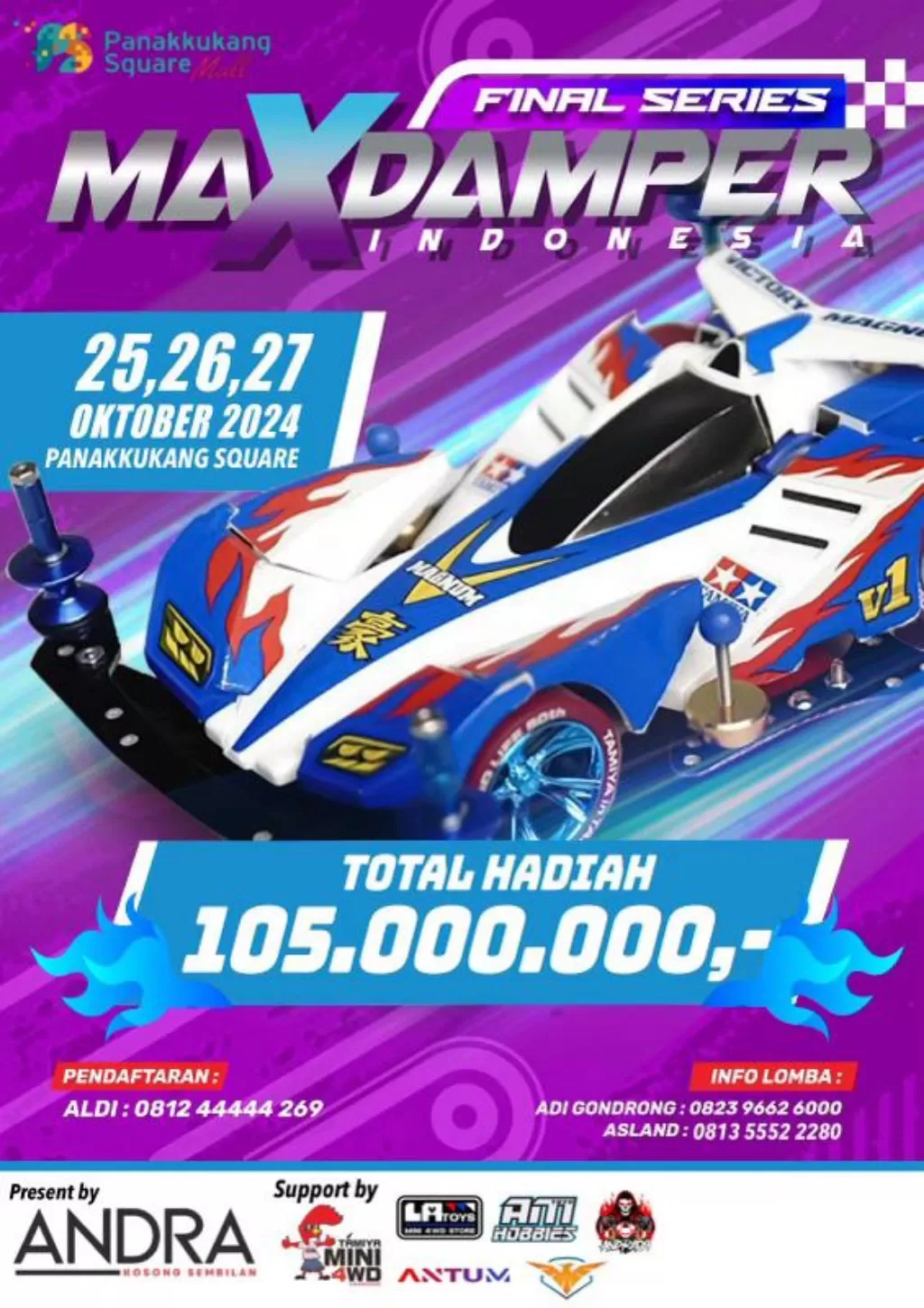 Club Andra09 Siap Gelar Pertandingan Tamiya di Panakkukang Square Makassar, Total Hadiah Rp105 Juta