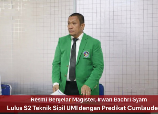 Resmi Bergelar Magister, Irwan Bachri Syam Lulus S2 Teknik Sipil UMI dengan Predikat Cumlaude UMI Makassar